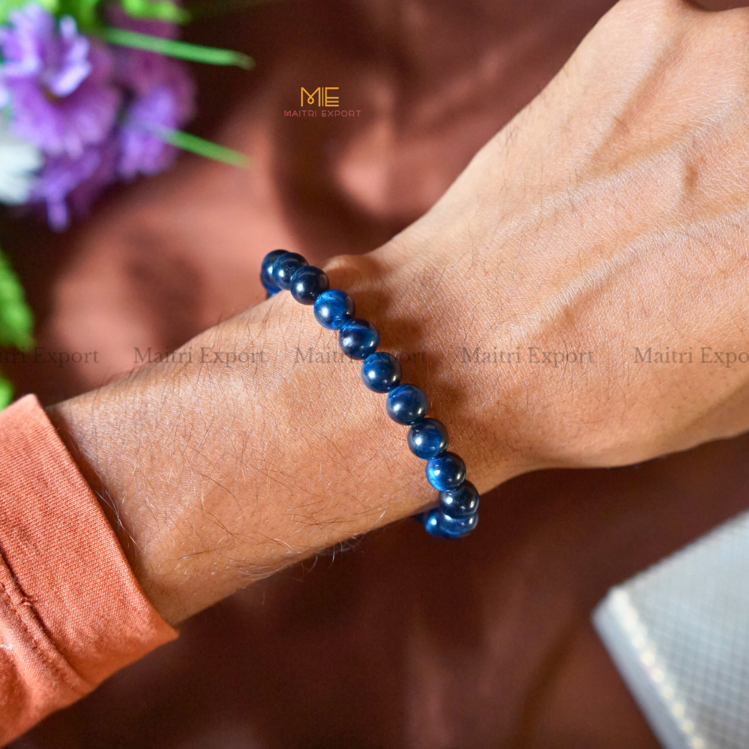 Blue Tiger Eye 8mm Natural Crystal Healing Bracelet-Maitri Export | Crystals Store