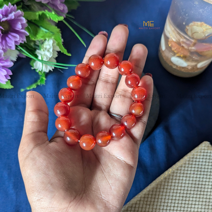 Natural Crystal Healing Stone 12mm Bracelet-Red Onyx-Maitri Export | Crystals Store