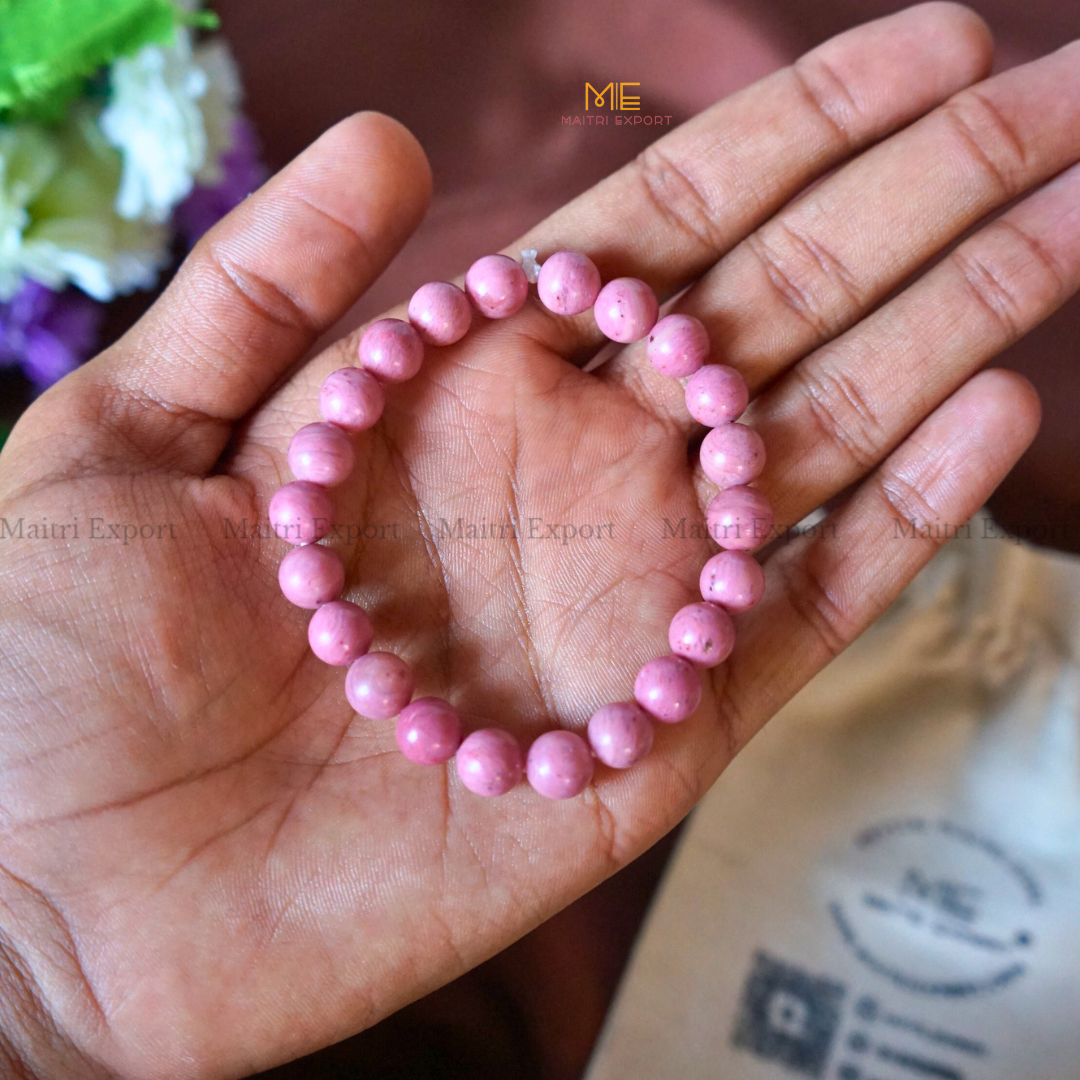 Thulite 8mm Natural Crystal Healing Bracelet-Maitri Export | Crystals Store
