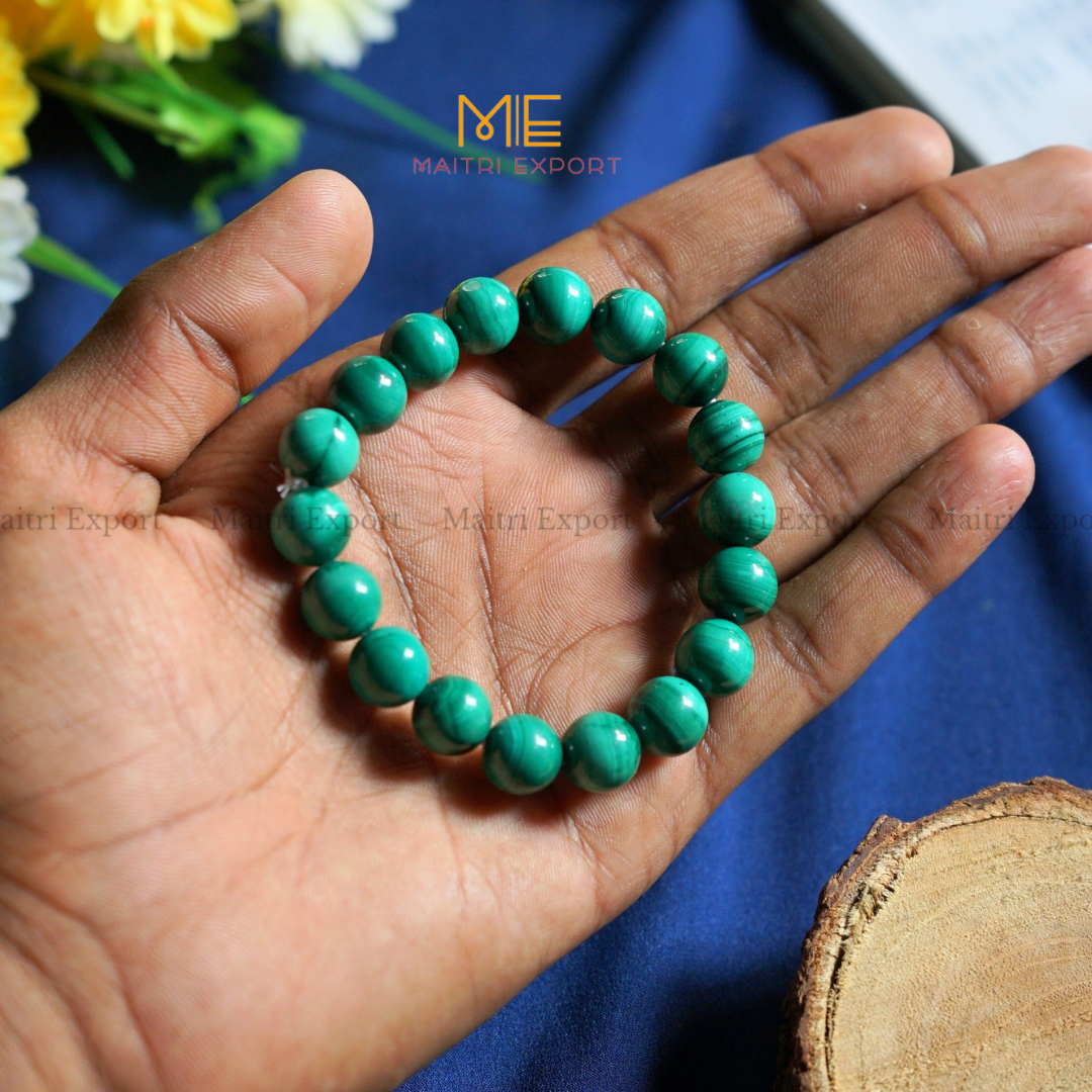 Malachite Natural Crystal Healing Bracelet-10mm-Maitri Export | Crystals Store