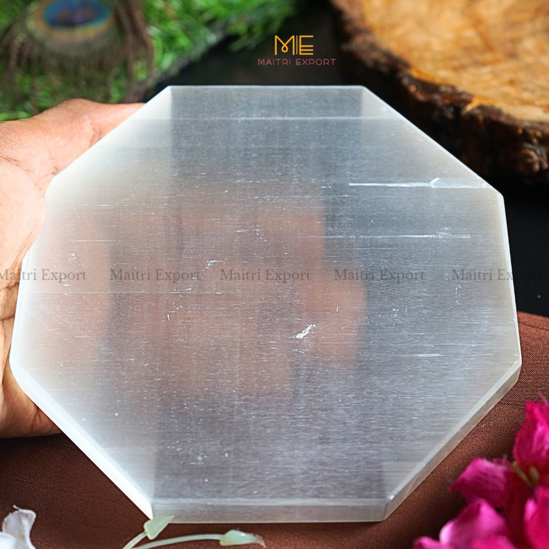 Natural selenite stone different shapes plain plate-Maitri Export | Crystals Store