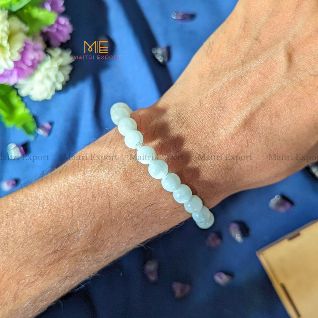 Selenite Natural Crystal Healing Bracelet-Maitri Export | Crystals Store