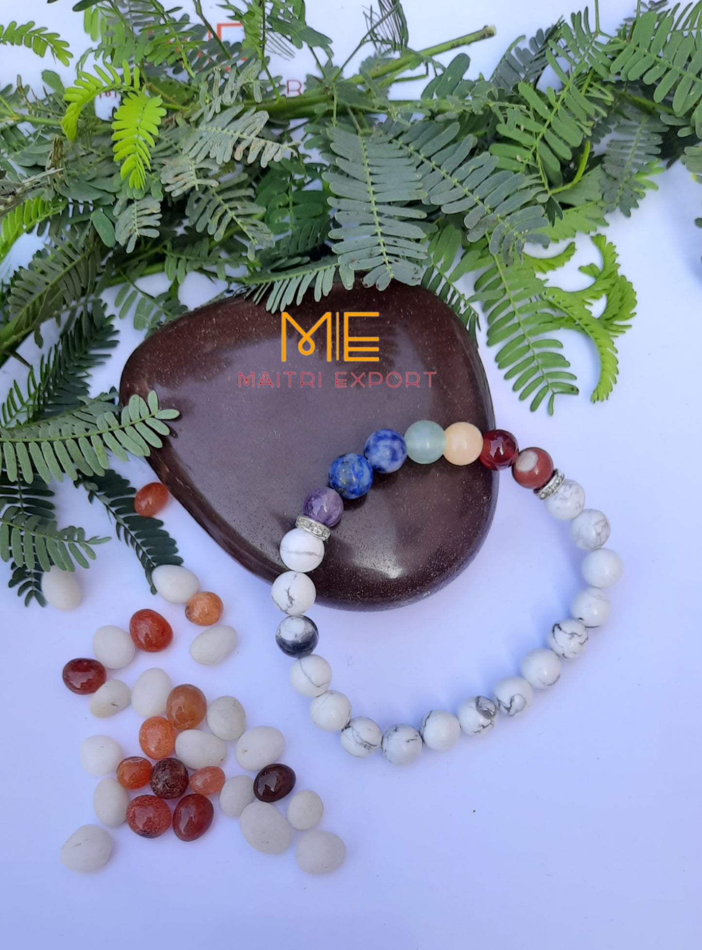 Natural different Crystals with 7 chakra beads charm bracelets (8mm)-Maitri Export | Crystals Store