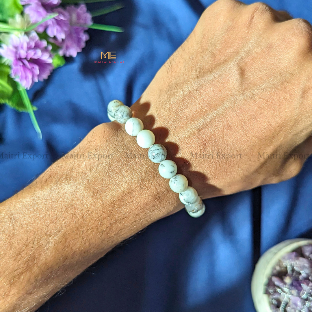 Dendritic Opal 8mm Natural Crystal Healing Bracelet-Maitri Export | Crystals Store