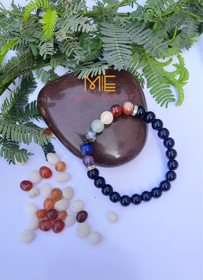 Natural different Crystals with 7 chakra beads charm bracelets (8mm)-Maitri Export | Crystals Store