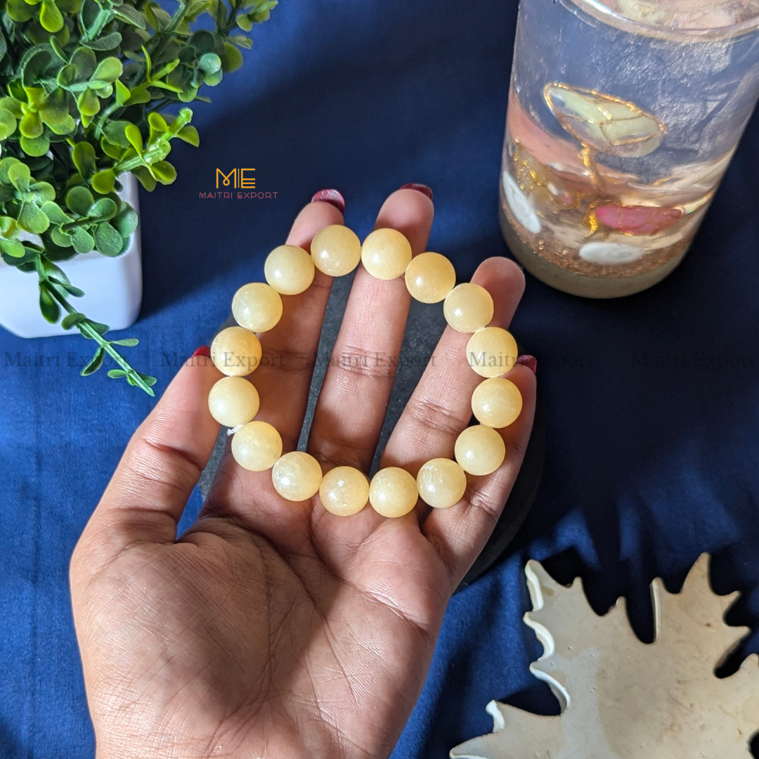 Natural Crystal Healing Stone 12mm Bracelet-Calcite-Maitri Export | Crystals Store