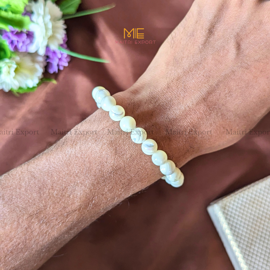 Mother Of Pearl 8mm Natural Crystal Healing Bracelet-Maitri Export | Crystals Store