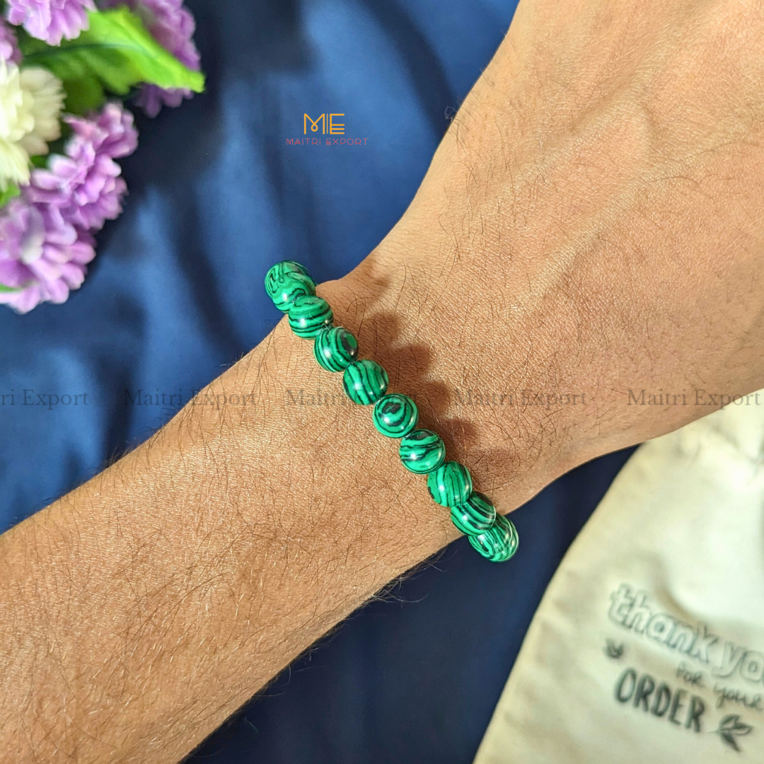 Malachite Duplicate 8mm Crystal Healing Bracelet-Maitri Export | Crystals Store