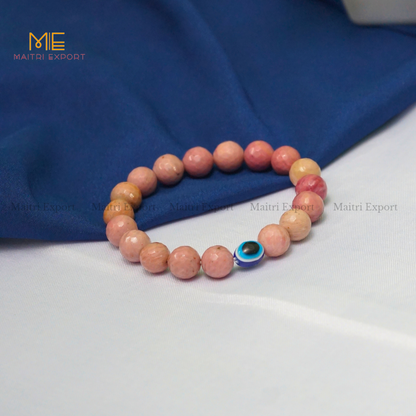 10mm crystal round beads Faceted With Evil Eye Bracelet-Rhodochrosite-Maitri Export | Crystals Store