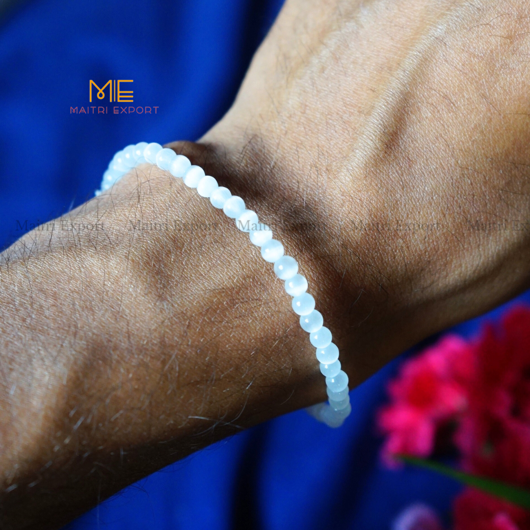 Selenite ( duplicate ) Crystal Healing Bracelet-4mm-Maitri Export | Crystals Store