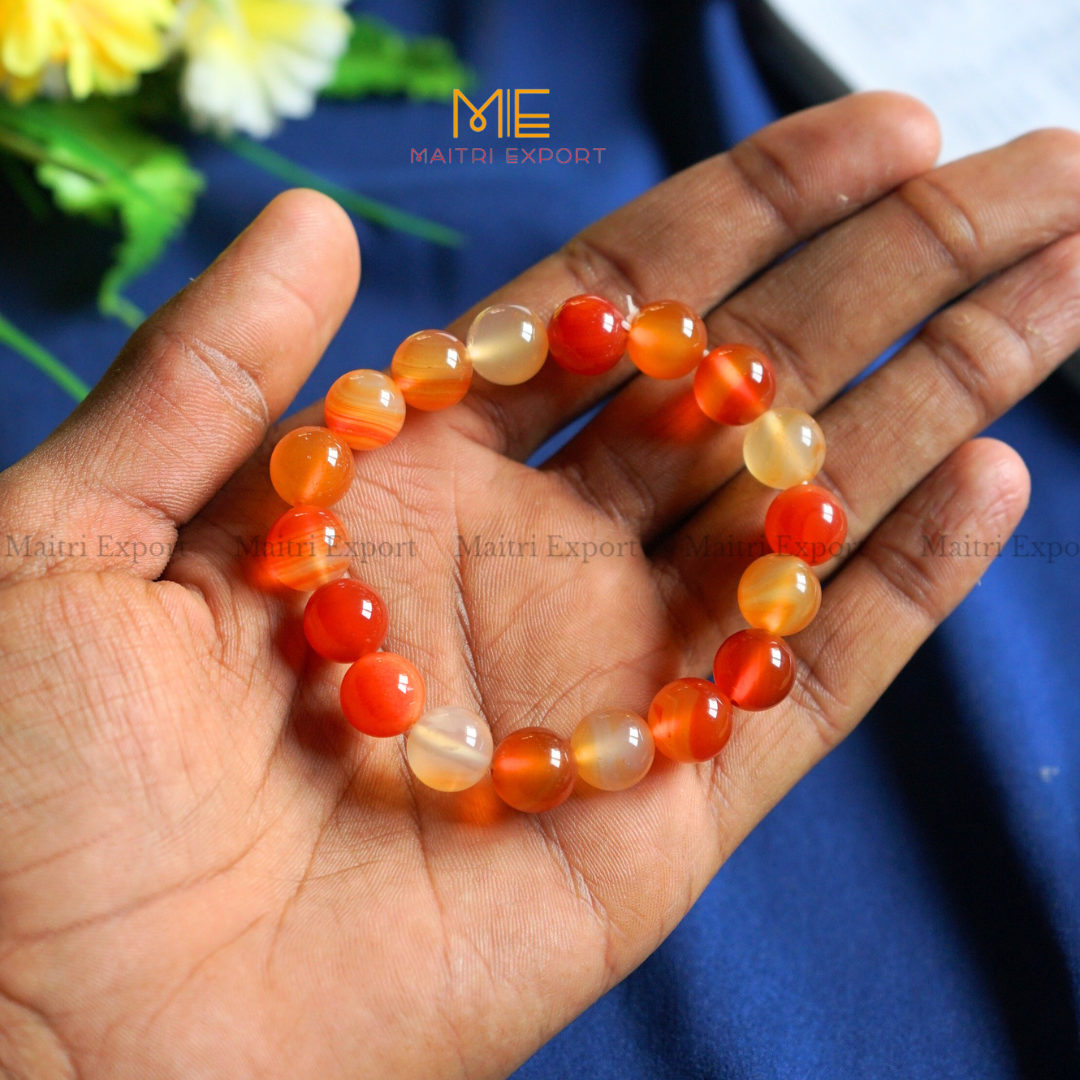 Red Carnelian Natural Crystal Healing Bracelet-10mm-Maitri Export | Crystals Store
