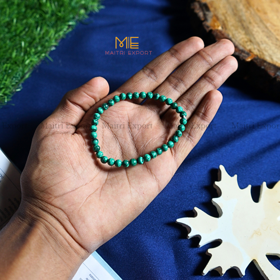 Malachite Natural Crystal Healing Bracelet-4mm-Maitri Export | Crystals Store