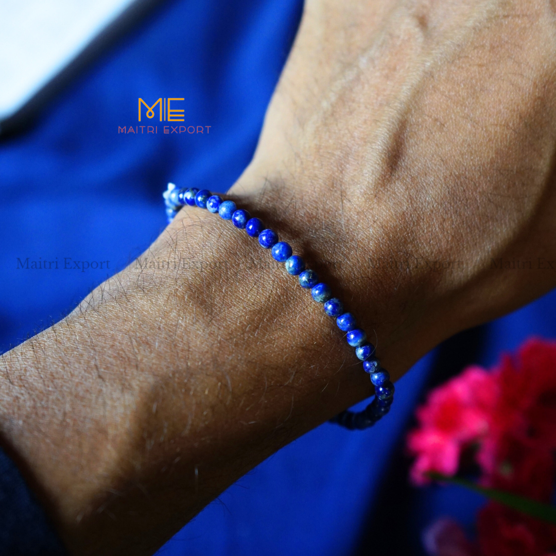 Lapis Lazuli Natural Crystal Healing Bracelet-4mm-Maitri Export | Crystals Store