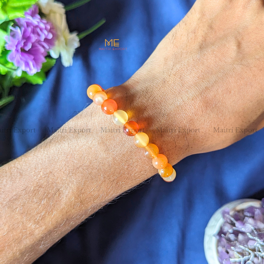 Red Carnelian Natural Crystal Healing Bracelet-Maitri Export | Crystals Store
