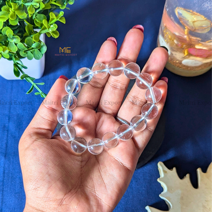 Natural Crystal Healing Stone 12mm Bracelet-Clear Quartz-Maitri Export | Crystals Store