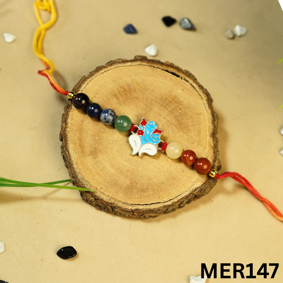 7 chakra stones with kids cartoon charms rakhi.-Ganesha No.4 [MER147]-Maitri Export | Crystals Store