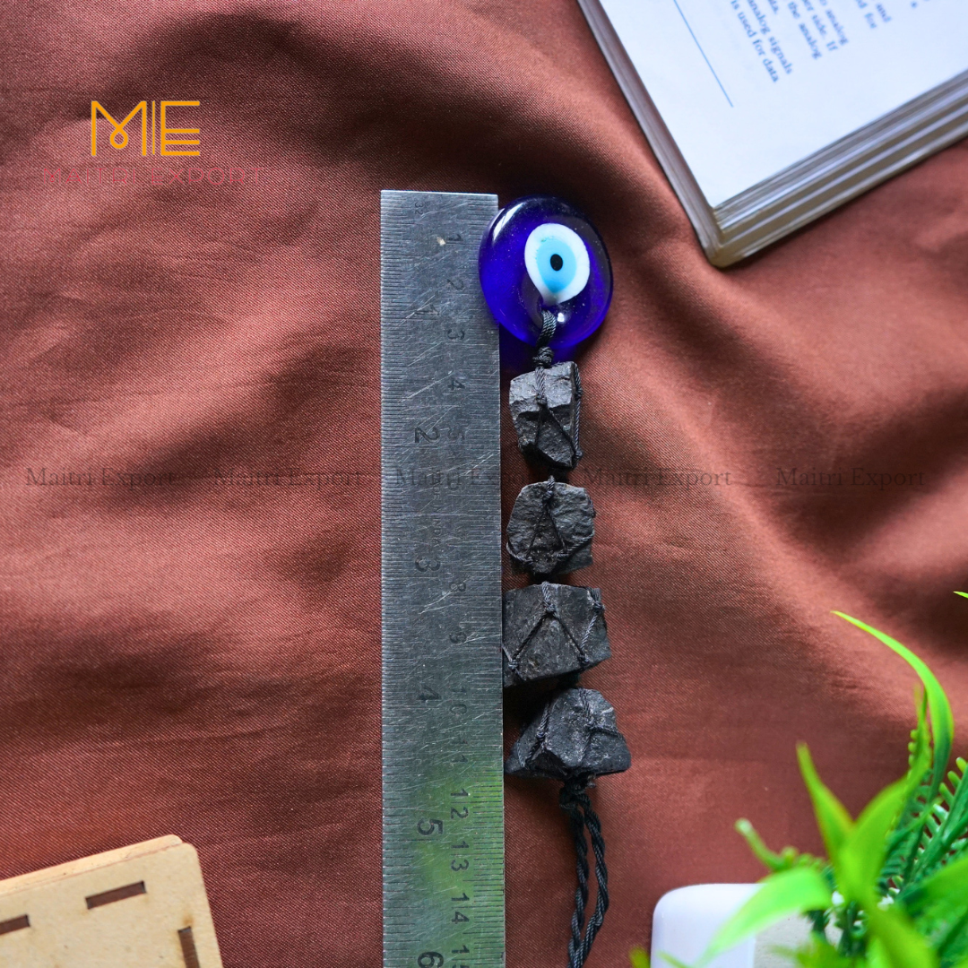 Selenite / Tourmaline Evil Eye Hanger-Maitri Export | Crystals Store