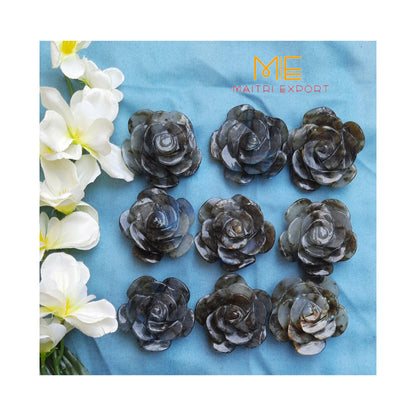 Natural crystal stone handcrafted flower shaped carving-Labradorite-Maitri Export | Crystals Store