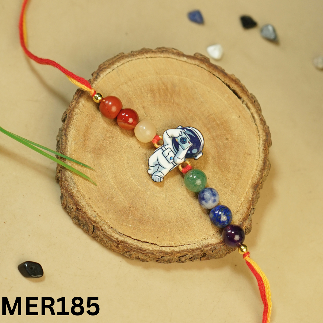 7 chakra stones with kids cartoon charms rakhi.-Astronaut Cartoon [MER185]-Maitri Export | Crystals Store