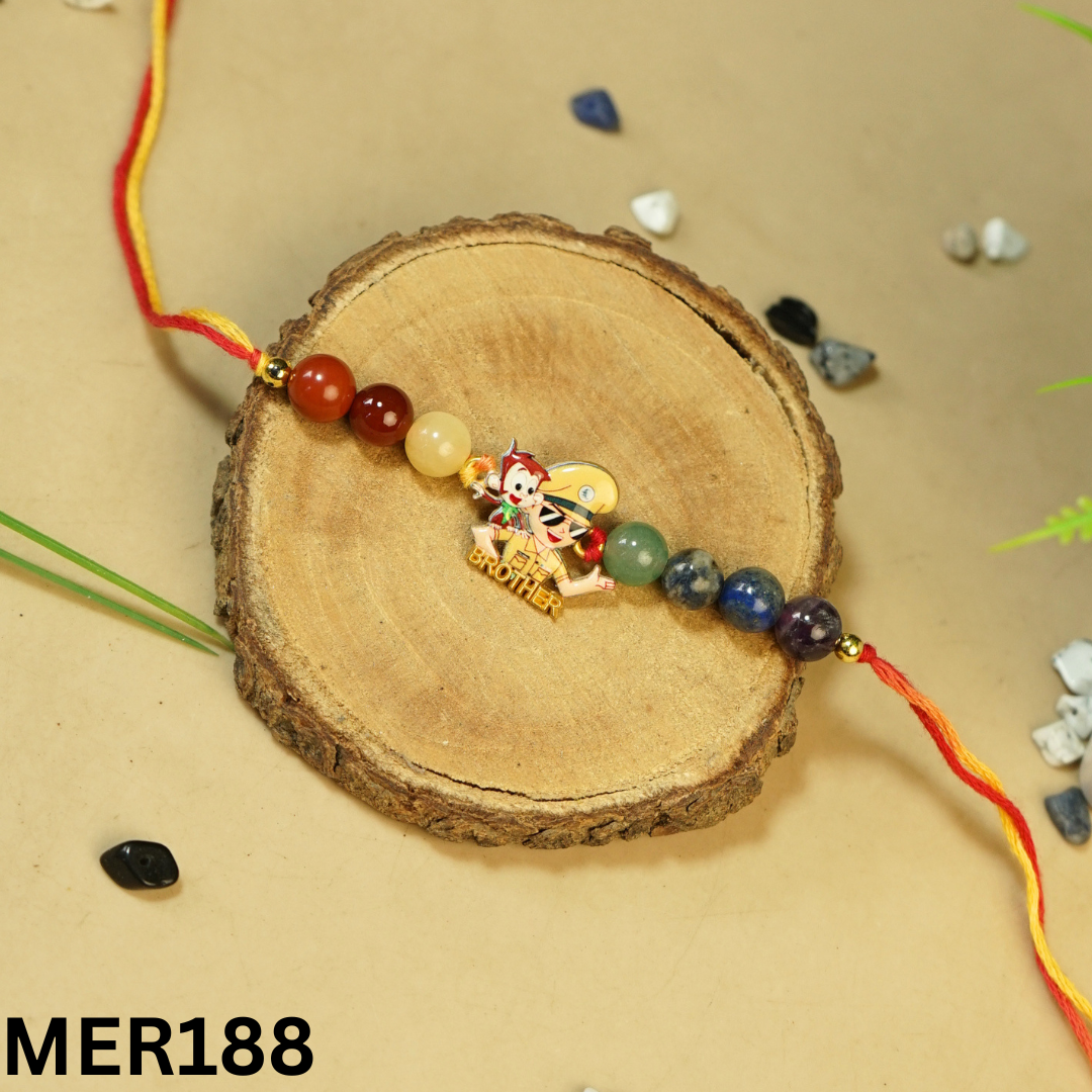 7 chakra stones with kids cartoon charms rakhi.-Police Cartoon [MER188]-Maitri Export | Crystals Store