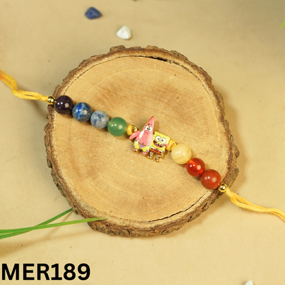 7 chakra stones with kids cartoon charms rakhi.-Spongebob Cartoon [MER189]-Maitri Export | Crystals Store
