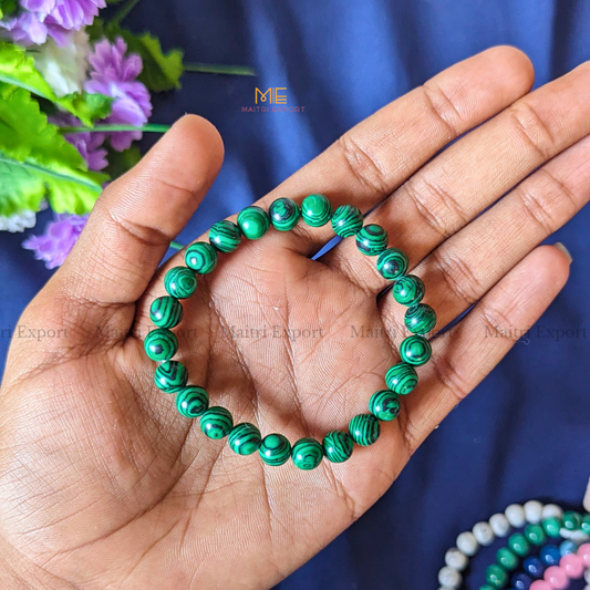 Malachite Duplicate 8mm Crystal Healing Bracelet-Maitri Export | Crystals Store