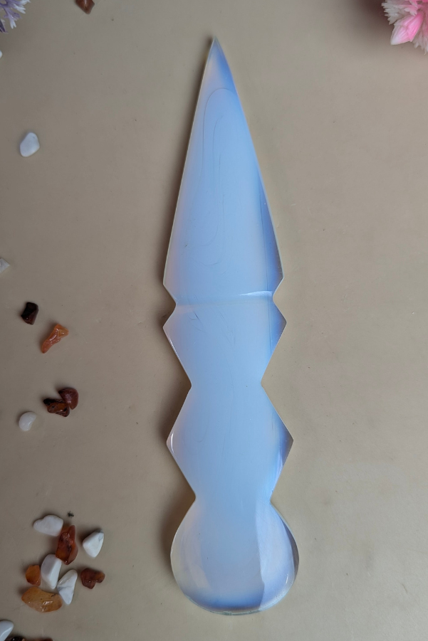 Selenite / black / opalite 6 Inch Knife-Opal-6-Maitri Export | Crystals Store