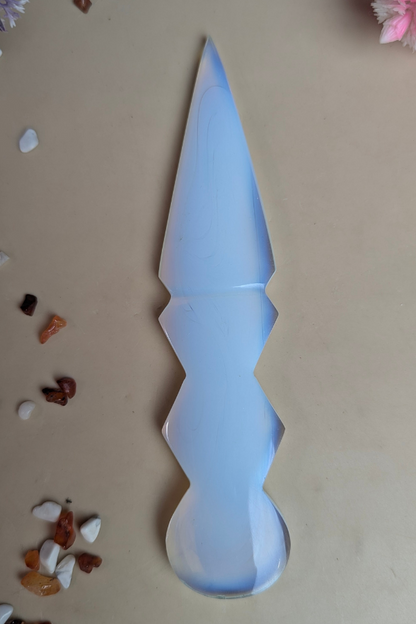 Selenite / black / opalite 6 Inch Knife-Opal-6-Maitri Export | Crystals Store