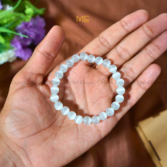 Selenite ( duplicate ) Crystal Healing Bracelet-8mm-Maitri Export | Crystals Store
