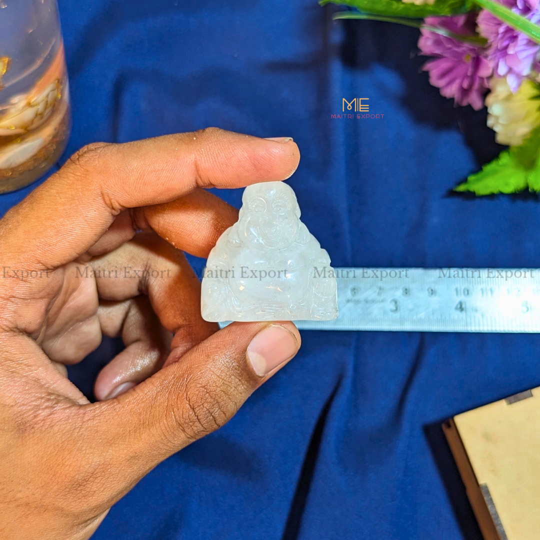 1.5 Inch Laughing Buddha Natural Crystal Handcrafted Figurine / Carving-Maitri Export | Crystals Store