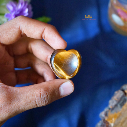 Natural Crystal Stone Heart Worry Stone-Tiger Eye-Maitri Export | Crystals Store