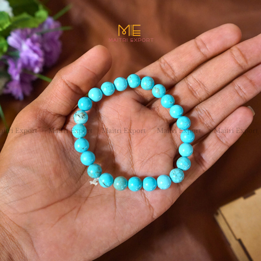 Turquoise Natural Crystal Healing Bracelet-8mm-Maitri Export | Crystals Store