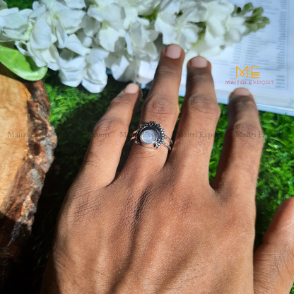 Natural Healing Crystal Gem Quality Stone Moon Shaped Adjustable Rings-Maitri Export | Crystals Store