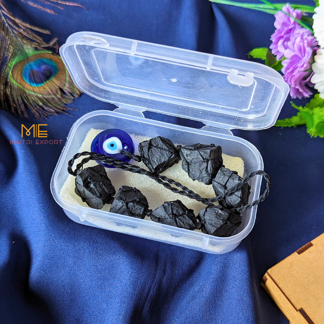 Selenite / Tourmaline Evil Eye Hanger-Maitri Export | Crystals Store