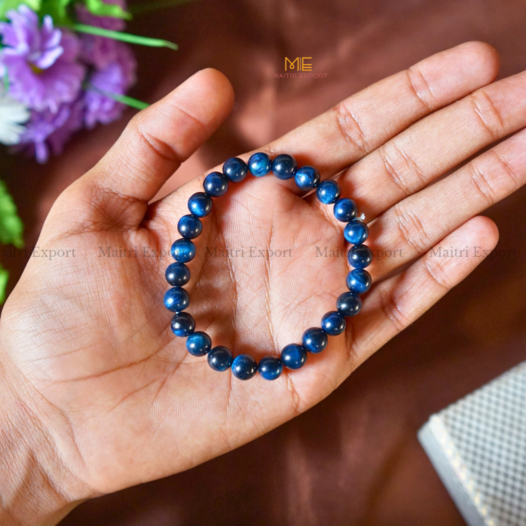 Blue Tiger Eye 8mm Natural Crystal Healing Bracelet-Maitri Export | Crystals Store