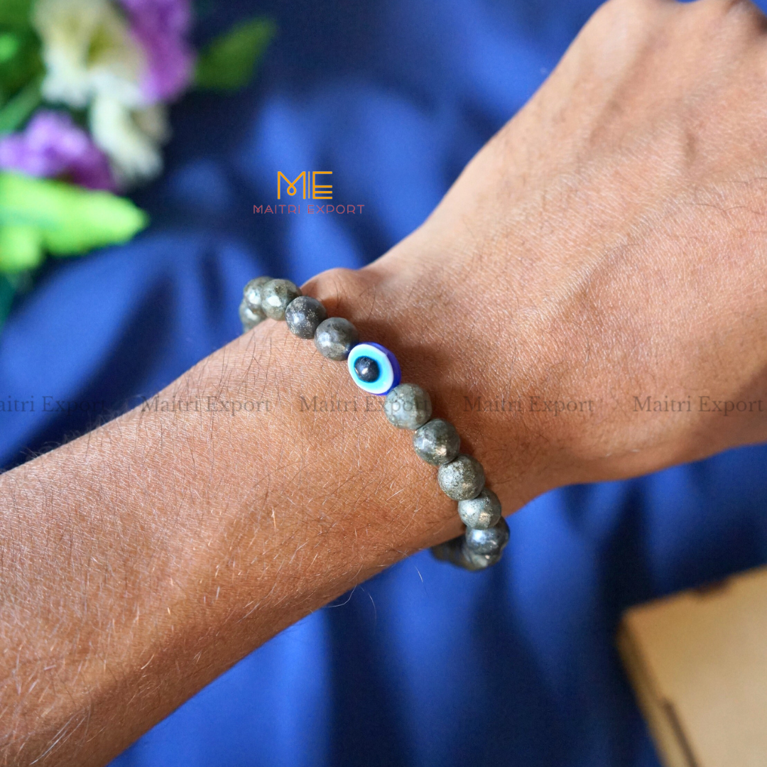 8mm faceted crystal beaded bracelet with evil eye-Maitri Export | Crystals Store