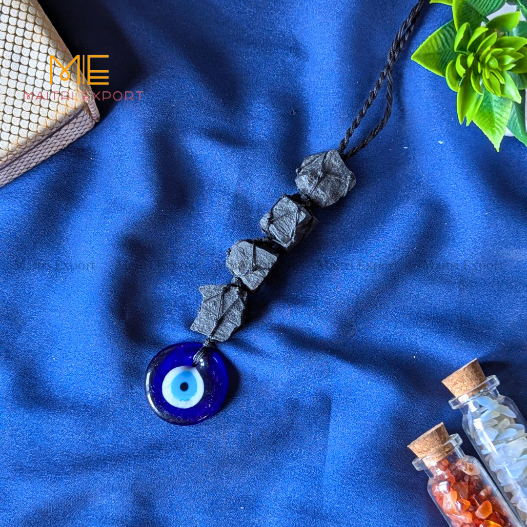 Selenite / Tourmaline Evil Eye Hanger-Maitri Export | Crystals Store