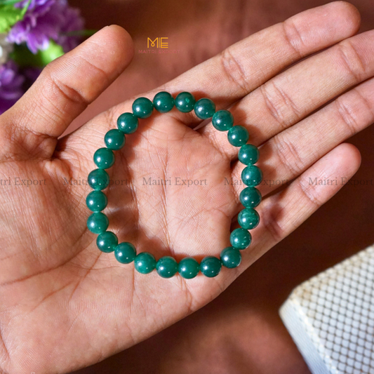 Green Jade Natural Crystal Healing Bracelet-8mm-Maitri Export | Crystals Store