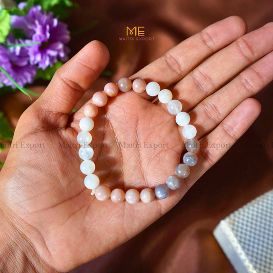 Multi Moonstone 8mm Natural Crystal Healing Bracelet-Maitri Export | Crystals Store