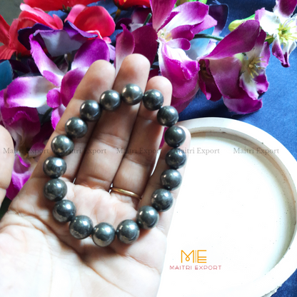 Pyrite Natural Crystal Healing Bracelet-10mm-Maitri Export | Crystals Store