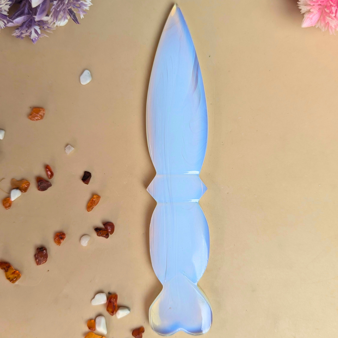 Selenite / black / opalite 6 Inch Knife-Opal-3-Maitri Export | Crystals Store