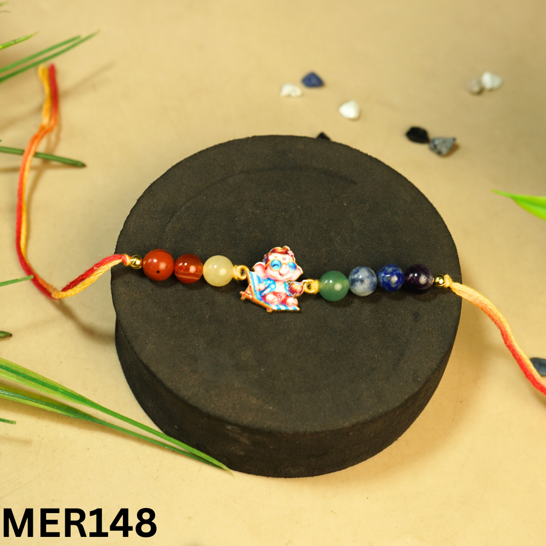 7 chakra stones with kids cartoon charms rakhi.-Ganesha No.5 [MER148]-Maitri Export | Crystals Store