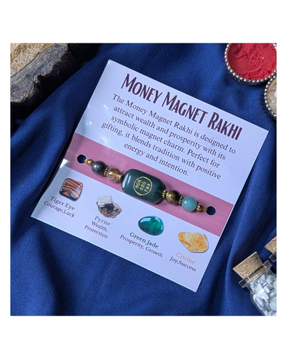 Green jade zibu money magnet rakhi-Maitri Export | Crystals Store