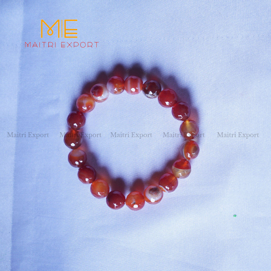 10mm crystal round beads Faceted Bracelet-Carnelian-Maitri Export | Crystals Store