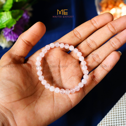 Rose Quartz Natural Crystal Healing Bracelet-6mm-Maitri Export | Crystals Store