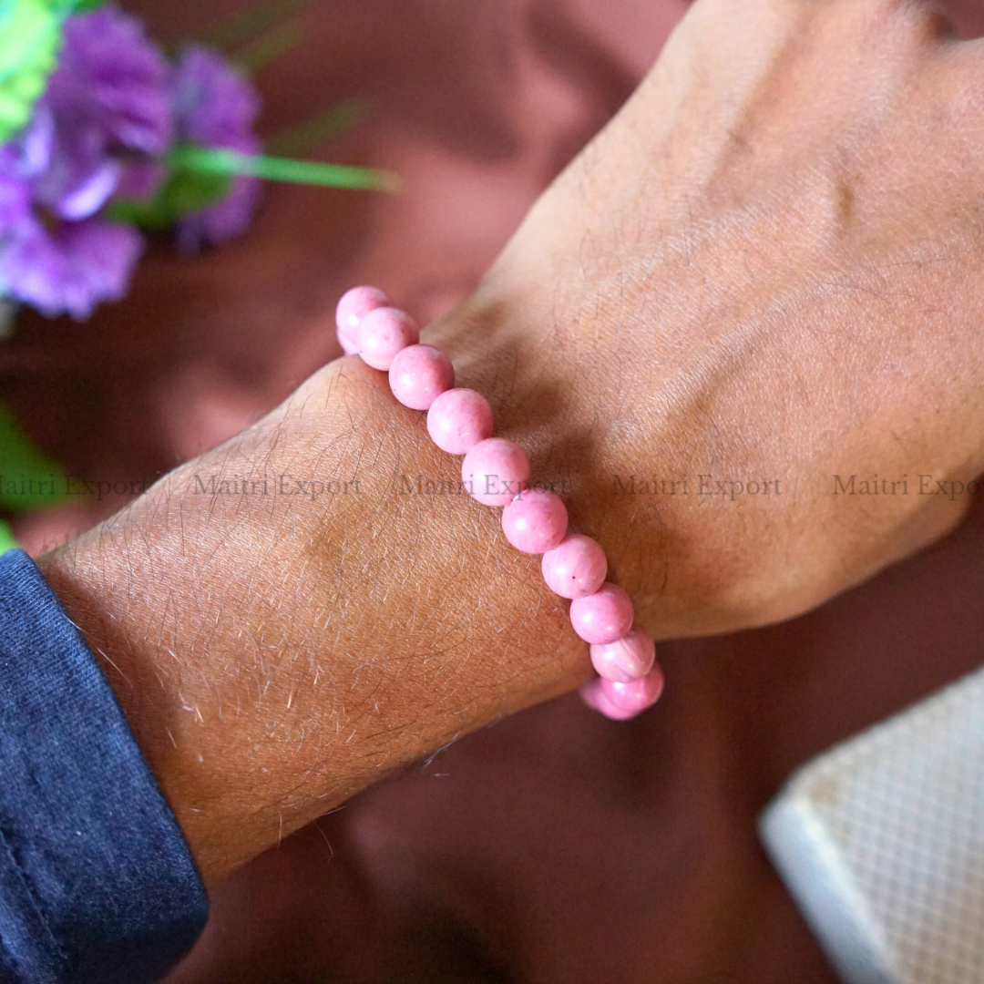 Thulite 8mm Natural Crystal Healing Bracelet-Maitri Export | Crystals Store