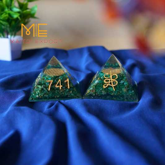 Green jade zibu symbols orgon pyramid-Maitri Export | Crystals Store