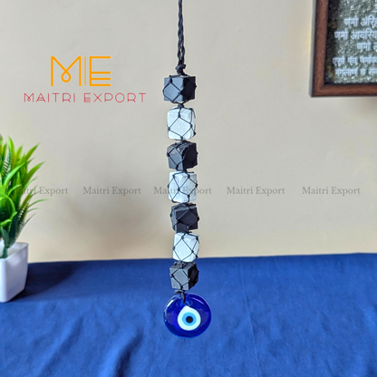 Selenite / Tourmaline Evil Eye Hanger-Maitri Export | Crystals Store