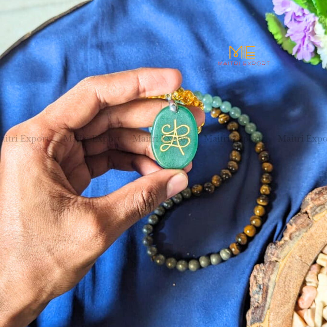 Money Magnet Mala with Zibu Symbol Pendant-Maitri Export | Crystals Store