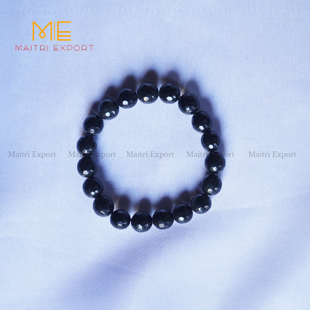 10mm crystal round beads Faceted Bracelet-Black golden Obsidian-Maitri Export | Crystals Store